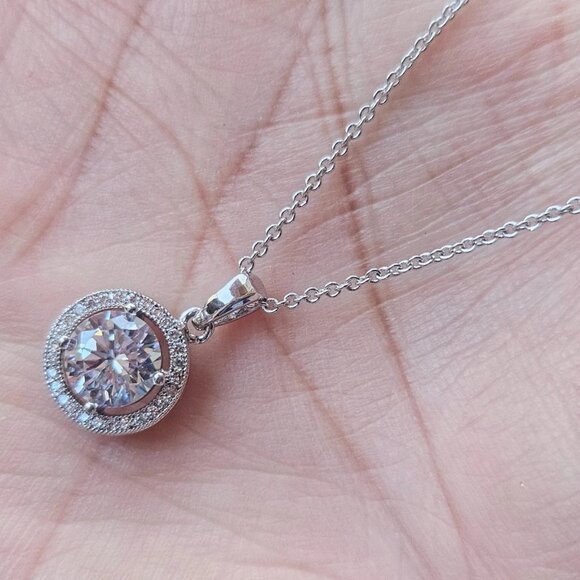 Jewelry - Micro Pave Necklace Cubic Zirconia Silver Tone Fashion Jewelry Khols NWT $60